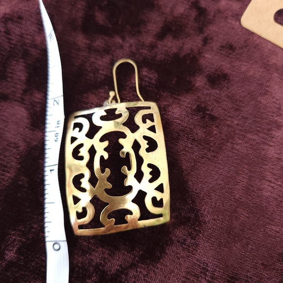 Boho Gypsie Hippie Festival Brass Filigree Earrings - Picture 3 of 3